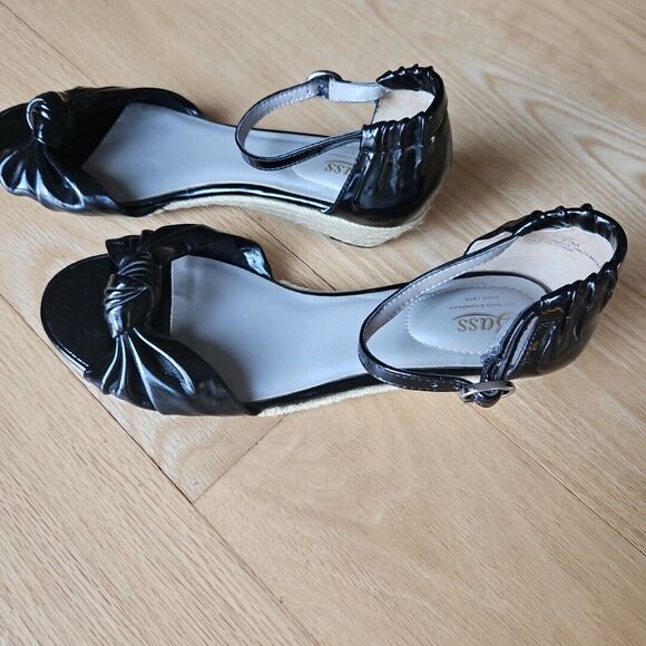 Bass Sandals Women's Size 7.5M Black‎ Faux Leather  Open Toe Wedges "Valerie" - Picture 3 of 6